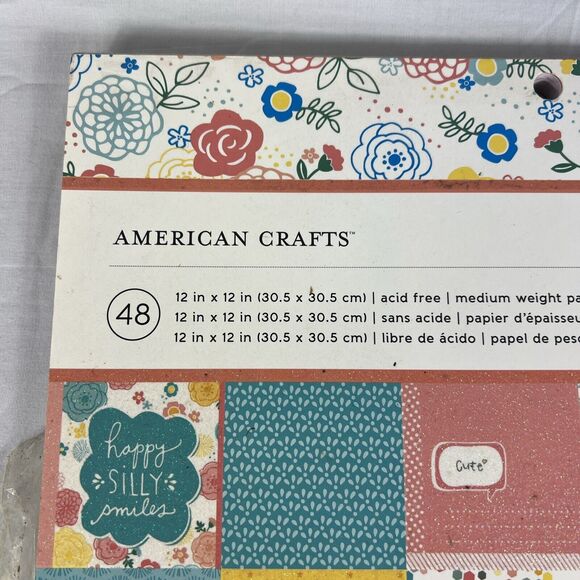 American Crafts Single-Sided Paper Pad 12"X12" Happy Silly Smiles 45 Pages - Picture 2 of 9